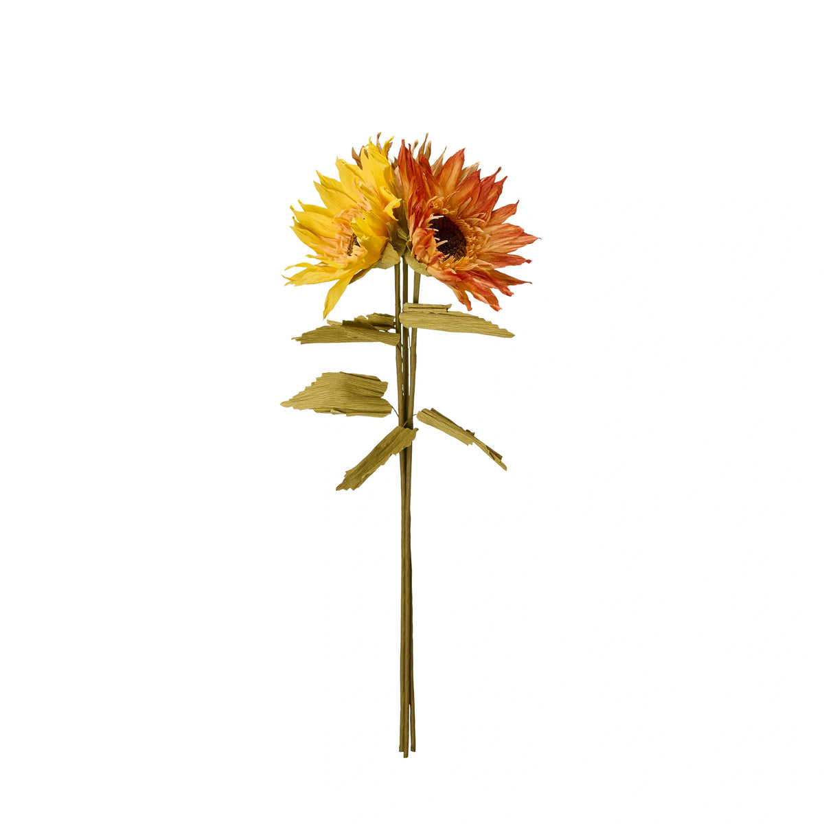 Διακοσμητικά Λουλούδια Sunflower - Χαρτί Σίδηρος Κίτρινο Πορτοκαλί Καφέ 18 x 72 cm HintsDeco
