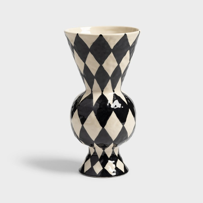 Home - &k Amsterdam ΒΑΖΟ Βάζο Rhombic Μαύρο - Άσπρο Κεραμικό Η29.5 x Ø 16 cm Home - &k Amsterdam
