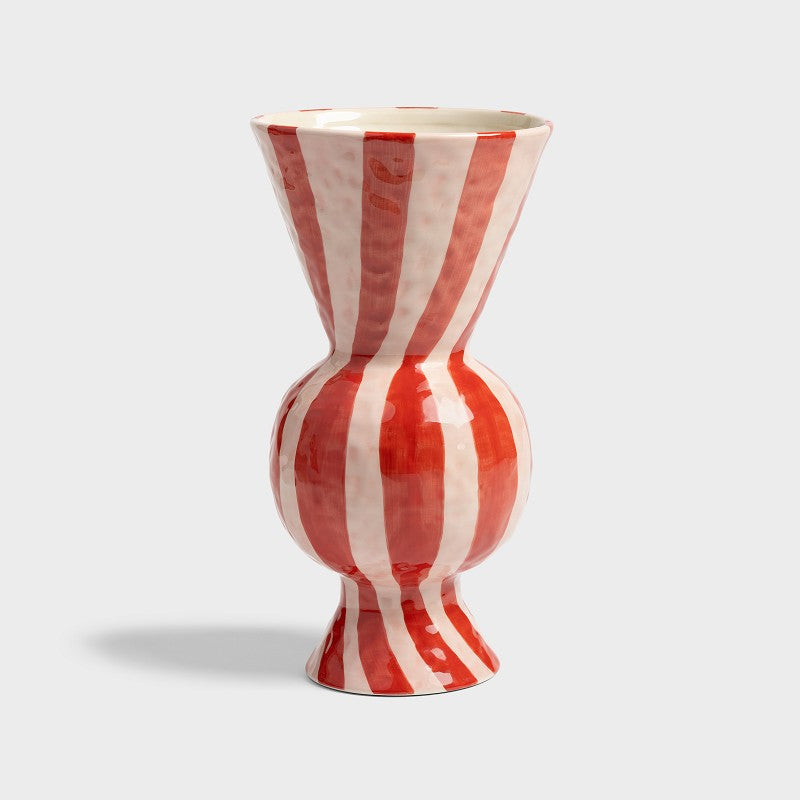 Home - &k Amsterdam ΒΑΖΟ Βάζο Rhombic Κόκκινο - Άσπρο Κεραμικό Η29.5 x Ø 16 cm Home - &k Amsterdam