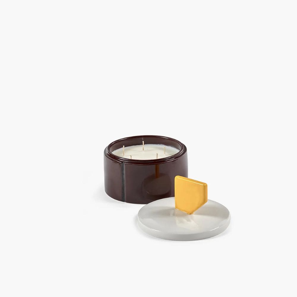 Αρωματικό Κερί Scented B Μπορντό-Κίτρινο Γυάλινο L 17 W 17 H 16 cm SERAX