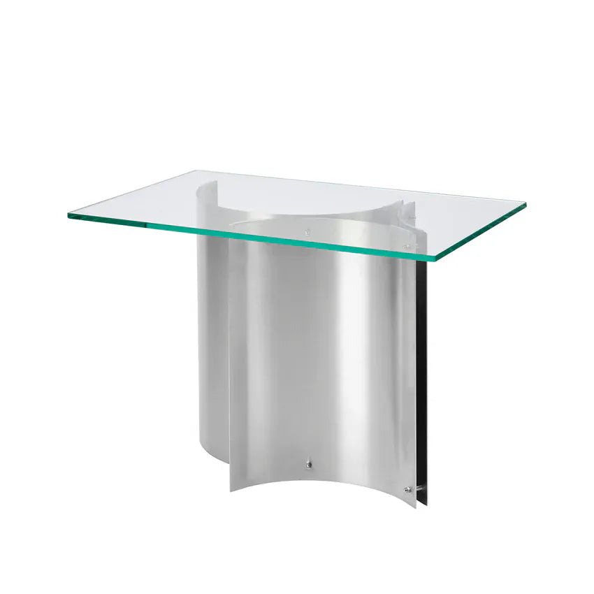 Βοηθητικό Τραπέζι Curated Sideboard Βουρτσισμένο Ανοξείδωτο Ατσάλι / Ενισχυμένο Γυαλί W32 x D50 x H36cm Kristina Dam Studio