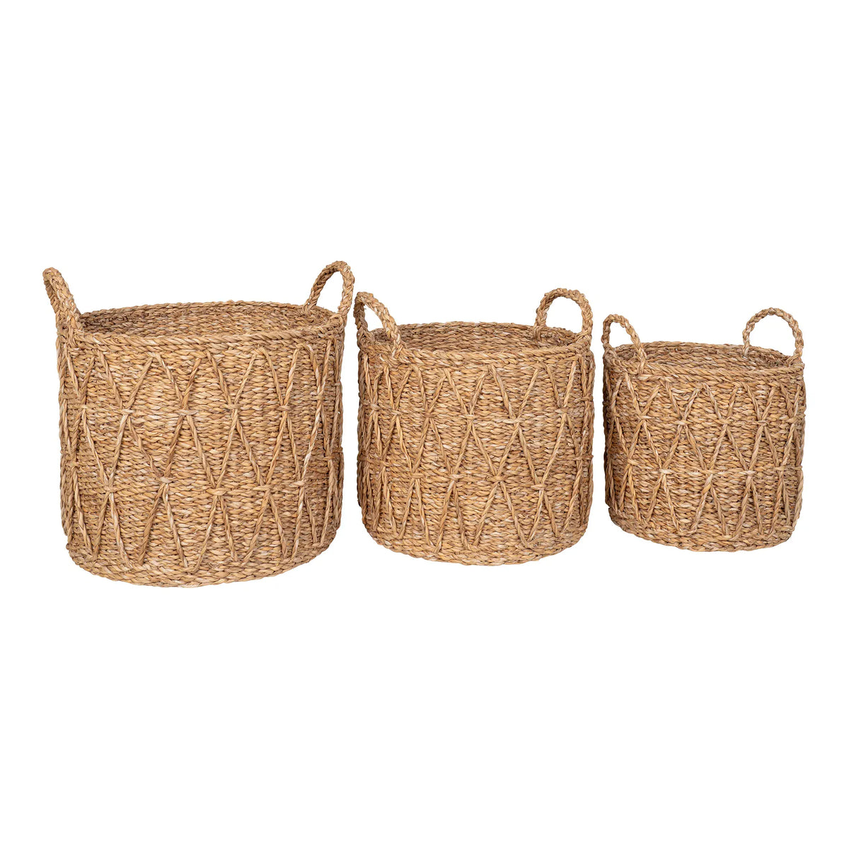 i Set Of 3 Seagrass Natural Ø28x25cm/ Ø32x27cm / Ø36x30cm House Nordic