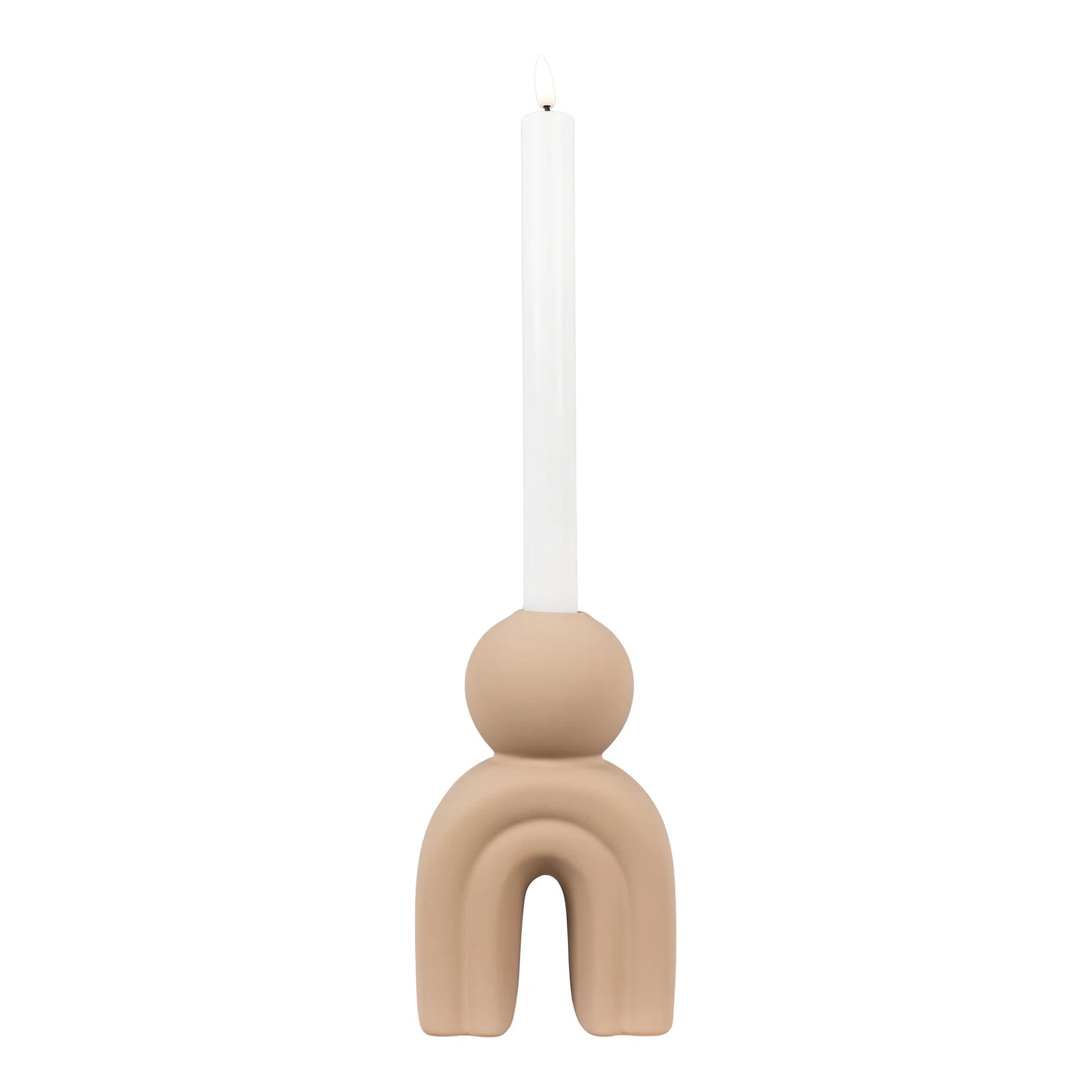 Κηροπήγιο Candle Ηolder Κεραμικό Καφέ Μόκα 10,5x6,5x Η17 cm HOUSE NORDIC