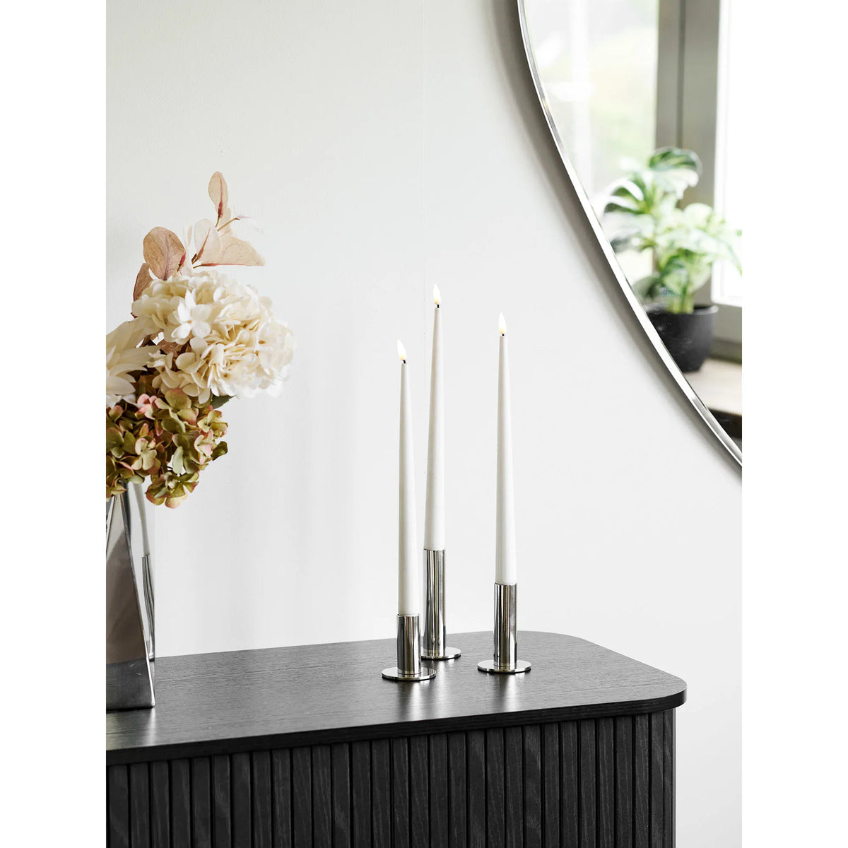 Κηροπήγια Candle Holders - Ανοξείδωτο Ατσάλι Ασημί Σετ Των 3 τμχ Ø5.5 x H6.5 / 9 / 11.5 cm HOUSE NORDIC