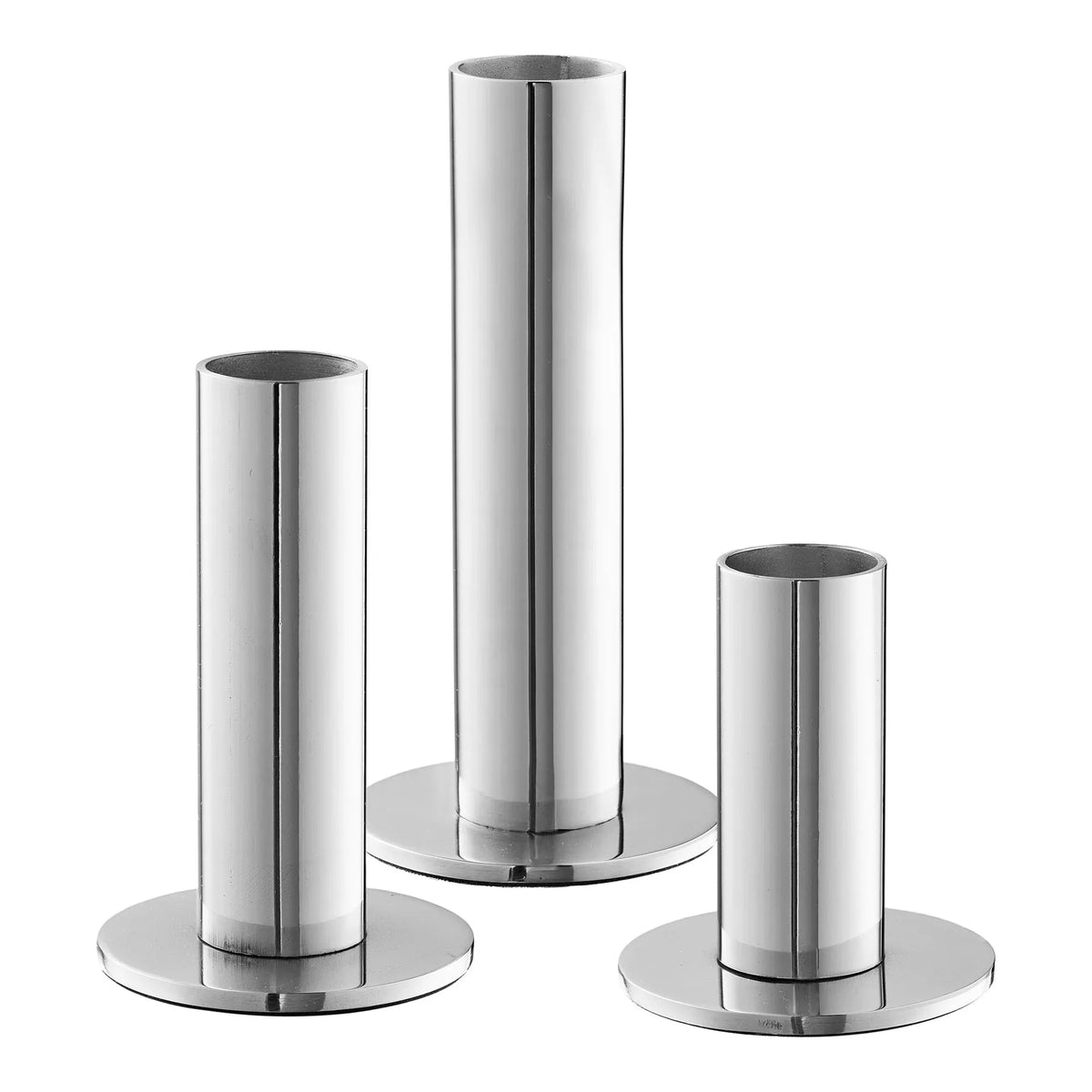 Κηροπήγια Candle Holders - Ανοξείδωτο Ατσάλι Ασημί Σετ Των 3 τμχ Ø5.5 x H6.5 / 9 / 11.5 cm HOUSE NORDIC