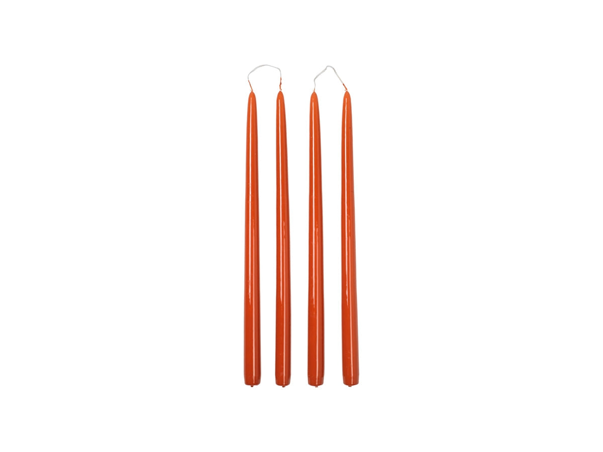 Broste Copenhagen Κεριά Κερί Smooth Taper Set 4 τμχ Burn Time 10.5 h Πορτοκαλί Γυαλιστερό Ø2,2 x H38 cm S/4 Broste Copenhagen
