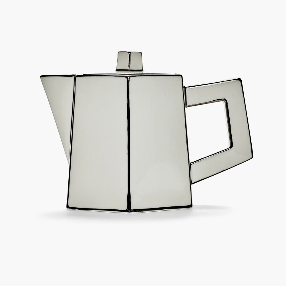 Τσαγιέρα Carte Blanche Λευκό-Μαύρο Πορσελάνινη 20.5x14.1x15.5cm SERAX