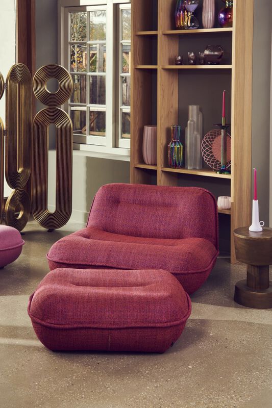 POLSPOTTEN Πουφ DISCO Πουφ W95 x D80 x H35 cm Μπορντό POLSPOTTEN