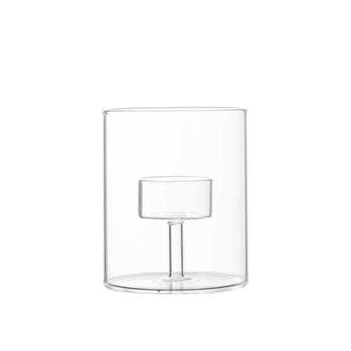 INA Γυάλινο Κηροπήγιο Clear – 9xΗ15cm/ Ø8,5 HintsDeco
