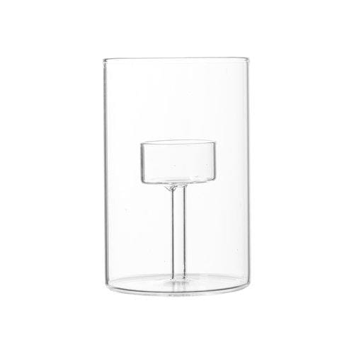 INA Γυάλινο Κηροπήγιο Clear – 9xΗ15cm/ Ø8,5 HintsDeco