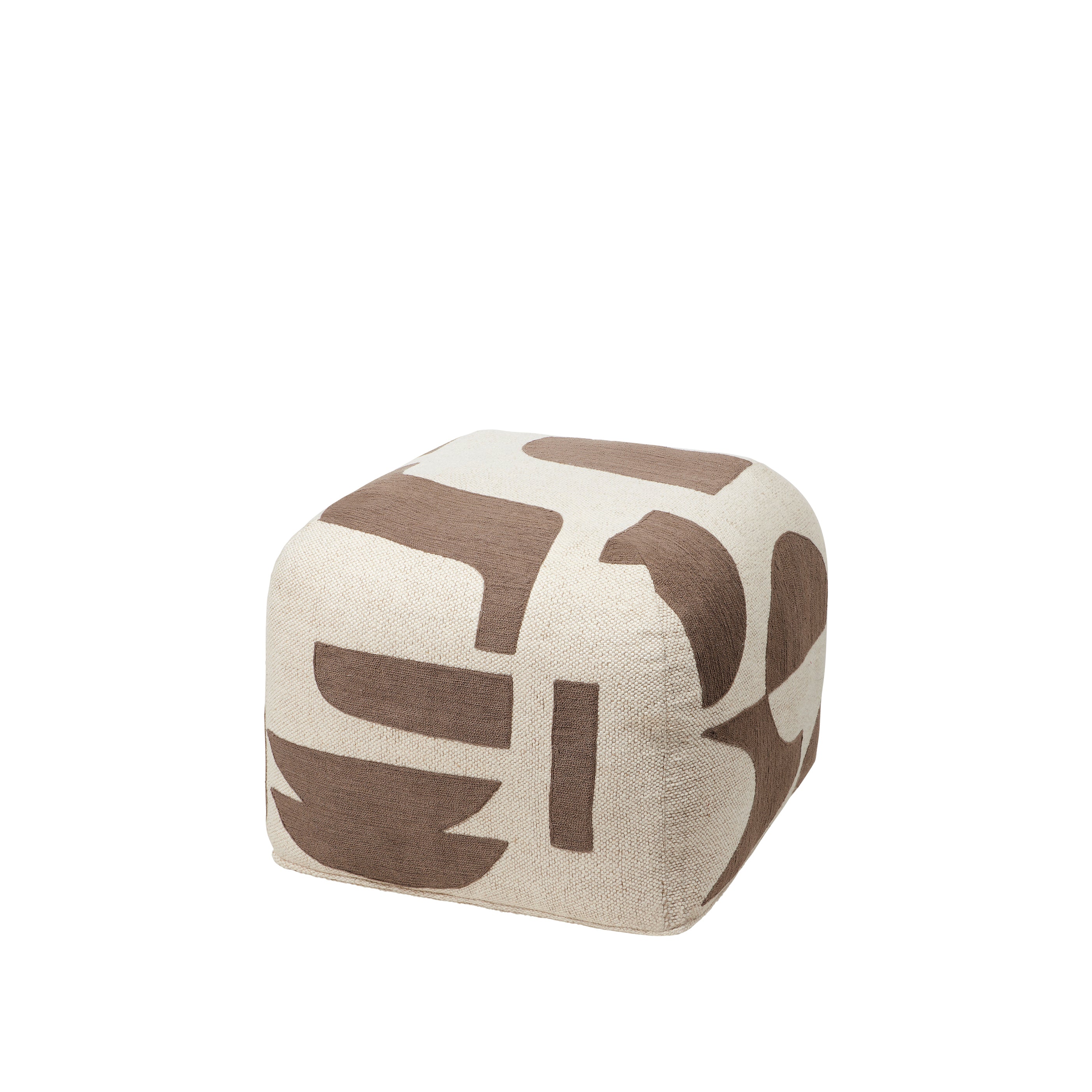 Broste Copenhagen Πουφ Πουφ Mundο Light Μπεζ / Καφέ 75% Βαμβάκι / 25% Λινό W50 x D50 x H38 cm Broste Copenhagen