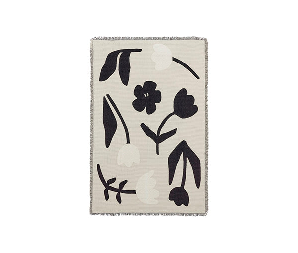 Broste Copenhagen Ριχτάρι Ριχτάρι Rosita 100% Διπλής Όψης Βαμβακερό Μαυρο - Off White W130 x L180 cm Broste Copenhagen