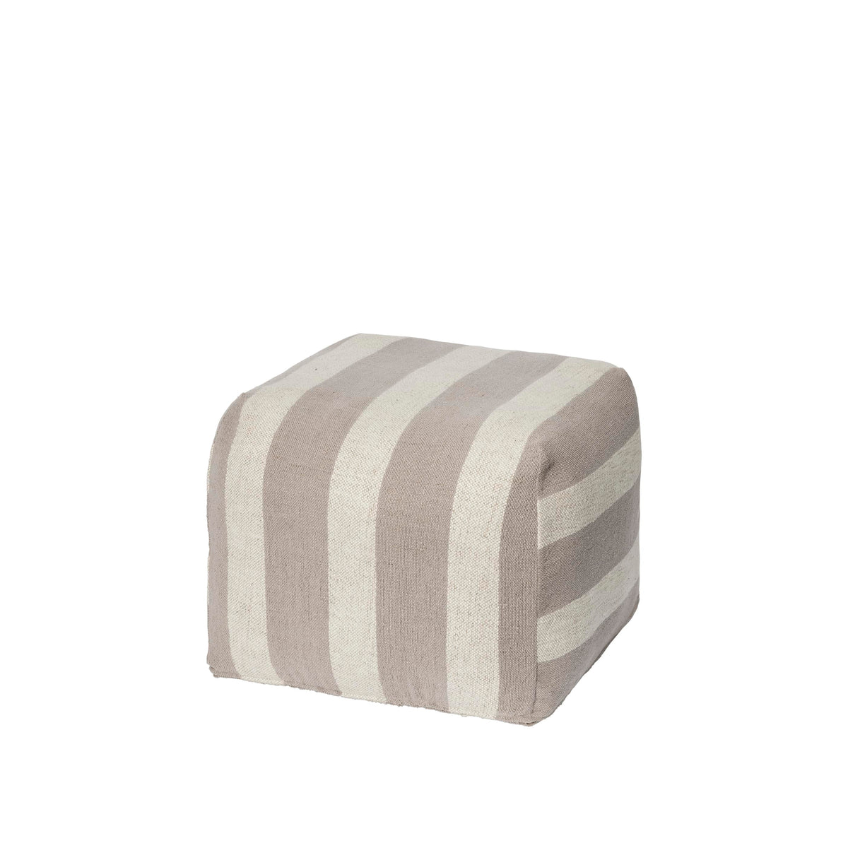Πουφ Sigrid Ριγέ Μπεζ/ Off White 75% Βαμβάκι/ 25% Λινό W50 x D50 x H38cm Broste Copenhagen