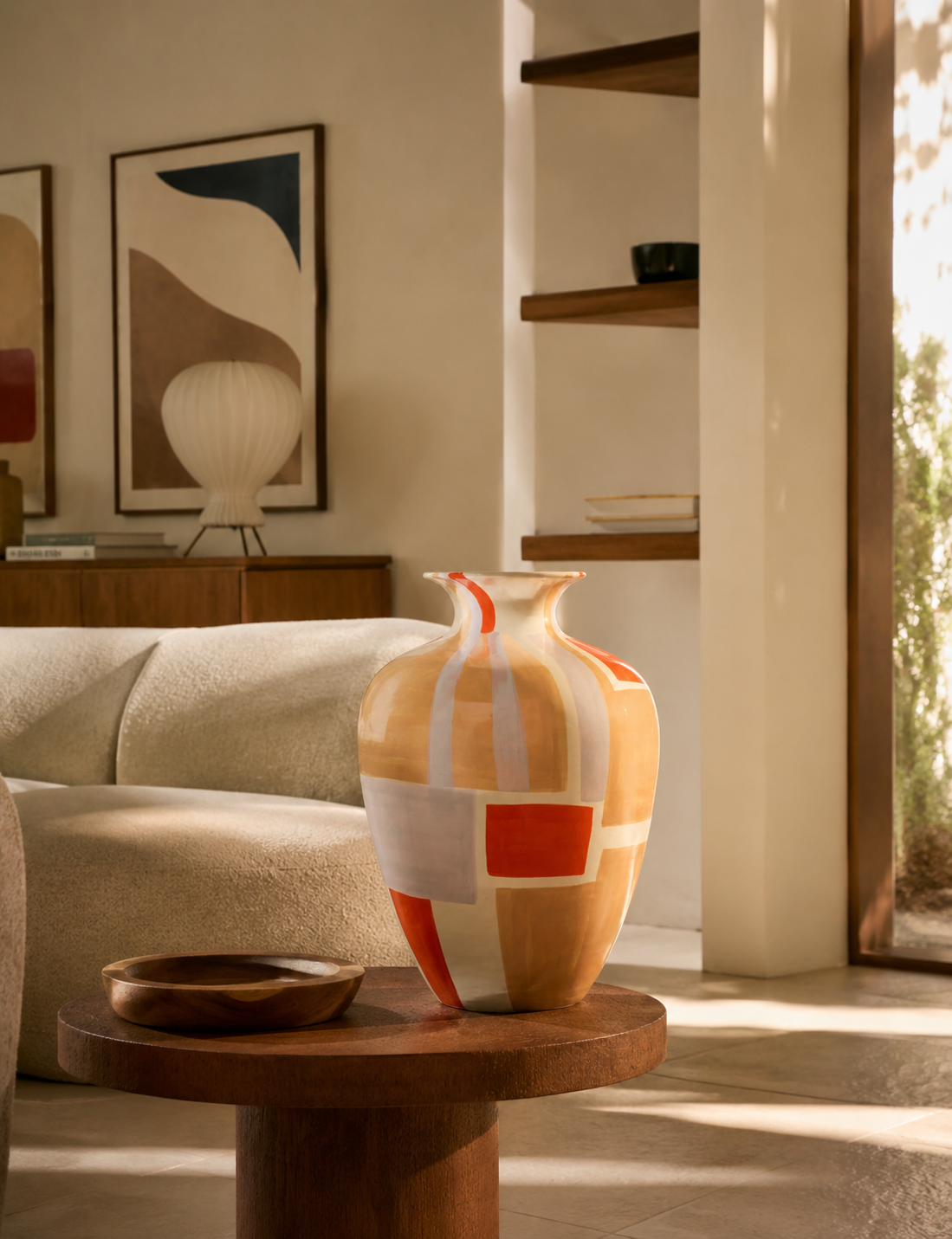 Floor Vase DANA Clay White/Multicolor Ø35XH50 cm Broste Copenhagen