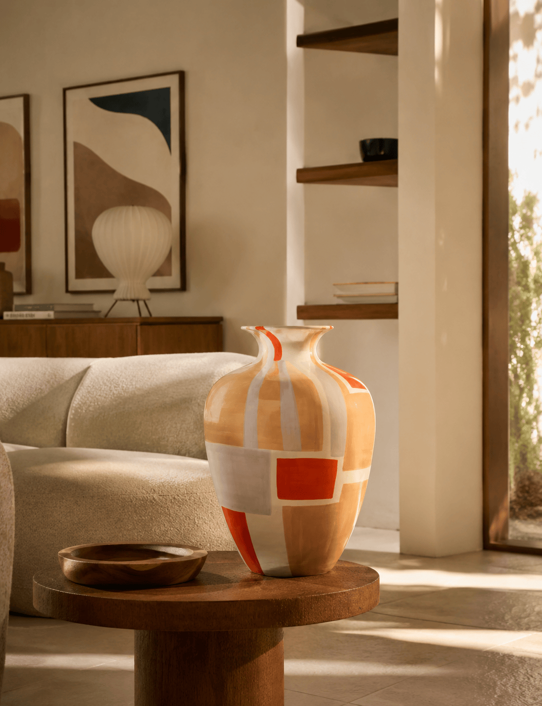 Βάζο Δαπέδου DANA Stoneware Λευκό/Multicolor Ø35XH50 cm Broste Copenhagen
