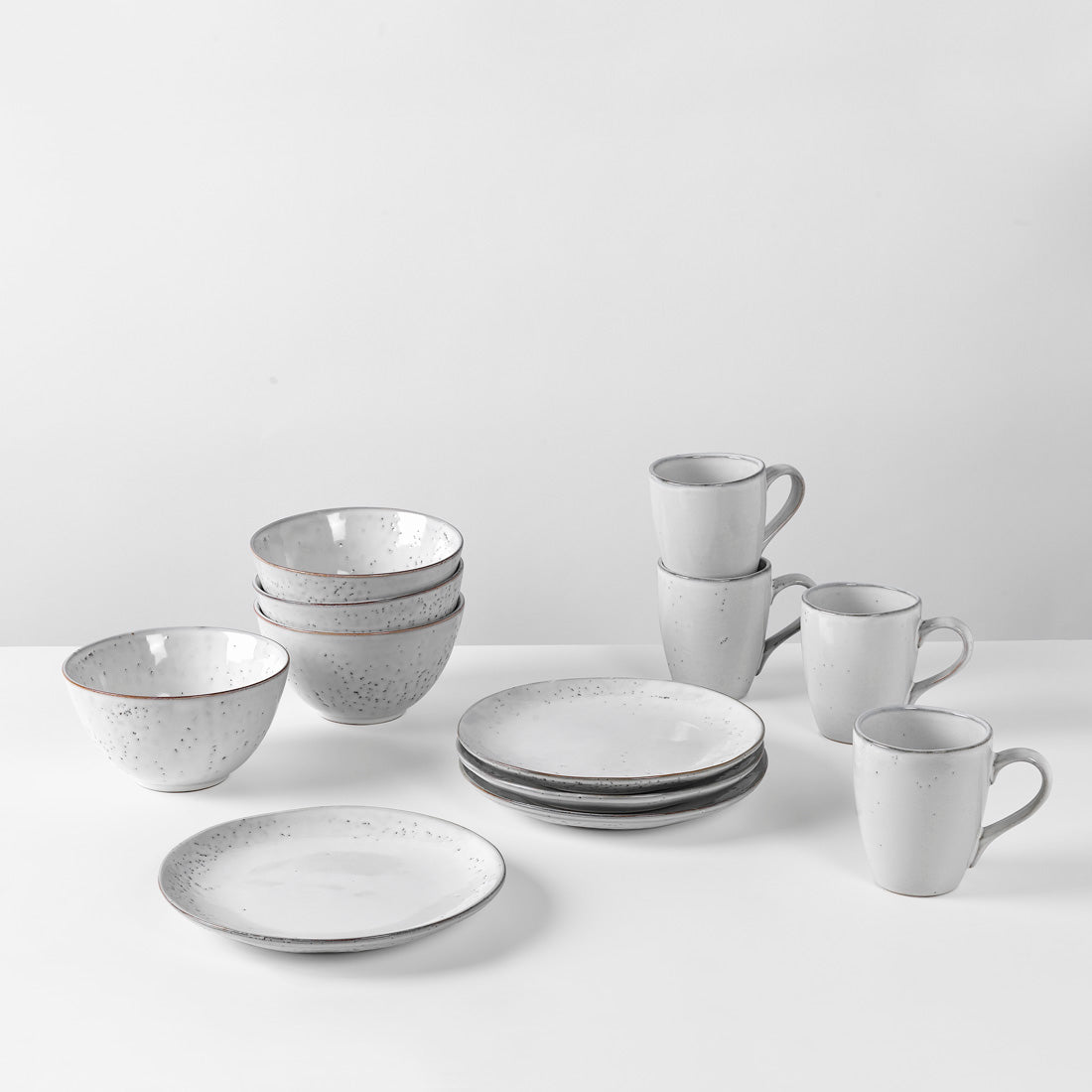 Broste Copenhagen Dinner set Breakfast Κεραμικό Σετ Πρωινού 4 ατόμων (12τεμ.) Nordic Sand Υπόλευκο Ø8 x H10 cm / Ø20 x H2,2 cm / Ø15 x H8 cm Broste Copenhagen