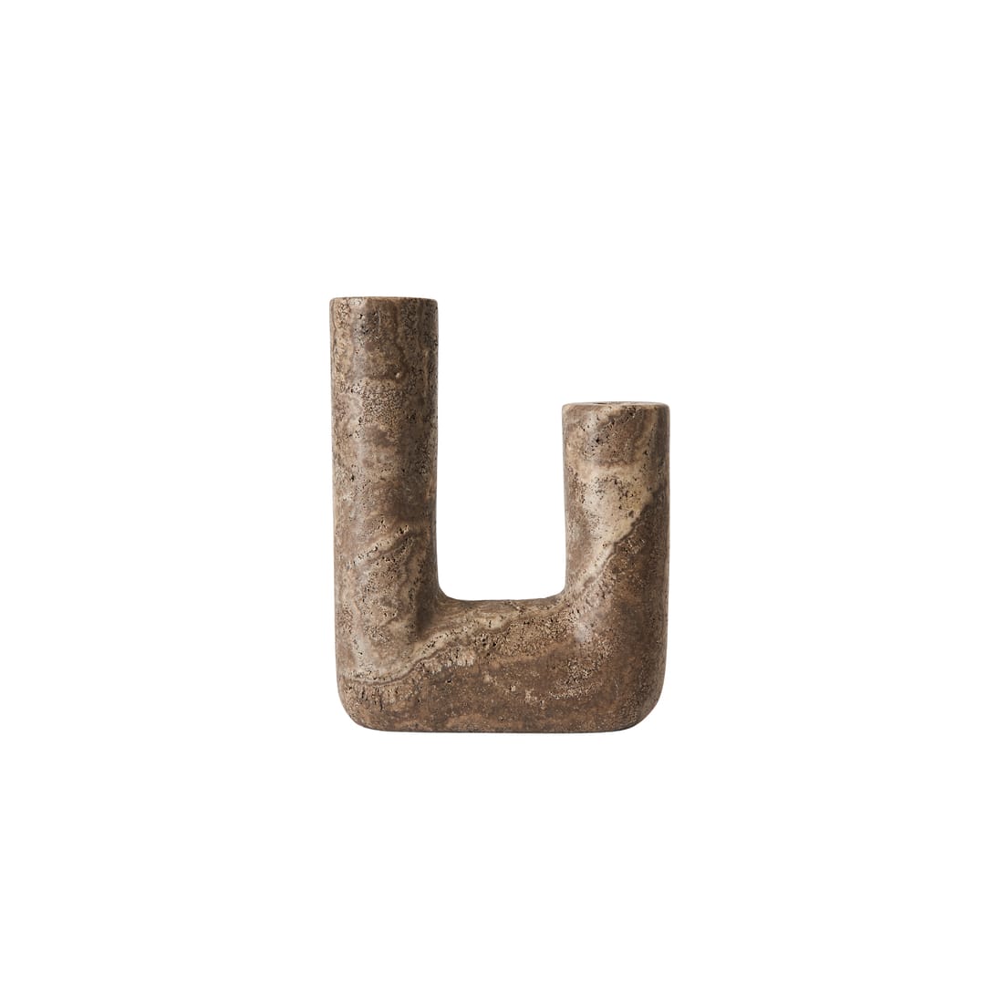 Κηροπήγιο Minerva Rustic Μπεζ Τραβερτίνη W14,5xH20 cm - Travertine - Titanium MUUBS