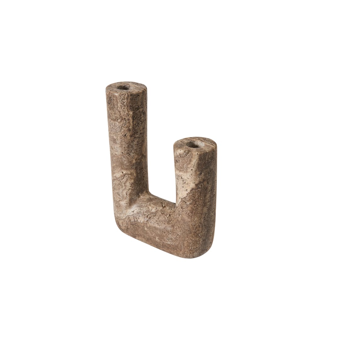 Κηροπήγιο Minerva Rustic Μπεζ Τραβερτίνη W14,5xH20 cm - Travertine - Titanium MUUBS