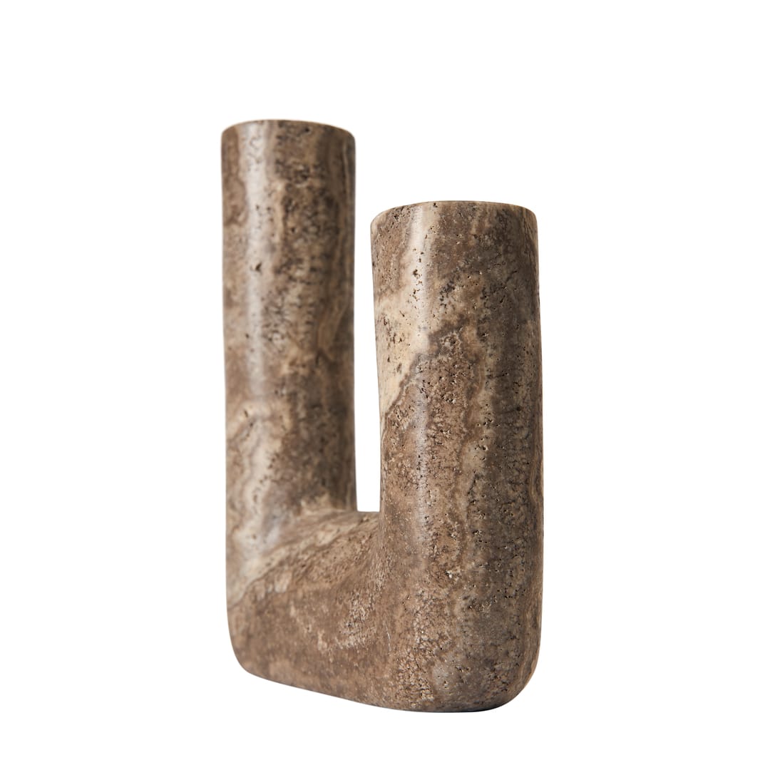 Κηροπήγιο Minerva Rustic Μπεζ Τραβερτίνη W14,5xH20 cm - Travertine - Titanium MUUBS