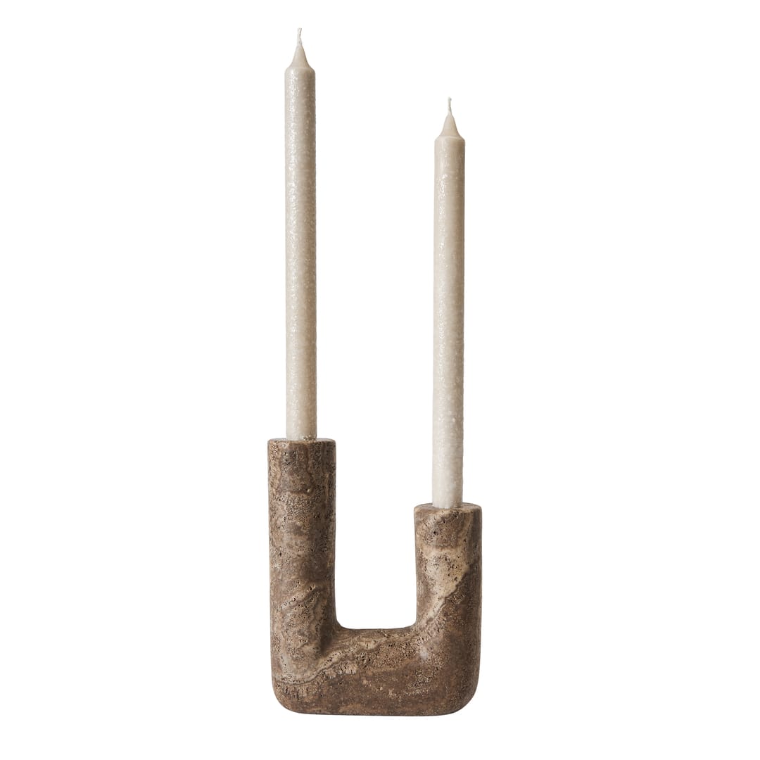 Κηροπήγιο Minerva Rustic Μπεζ Τραβερτίνη W14,5xH20 cm - Travertine - Titanium MUUBS