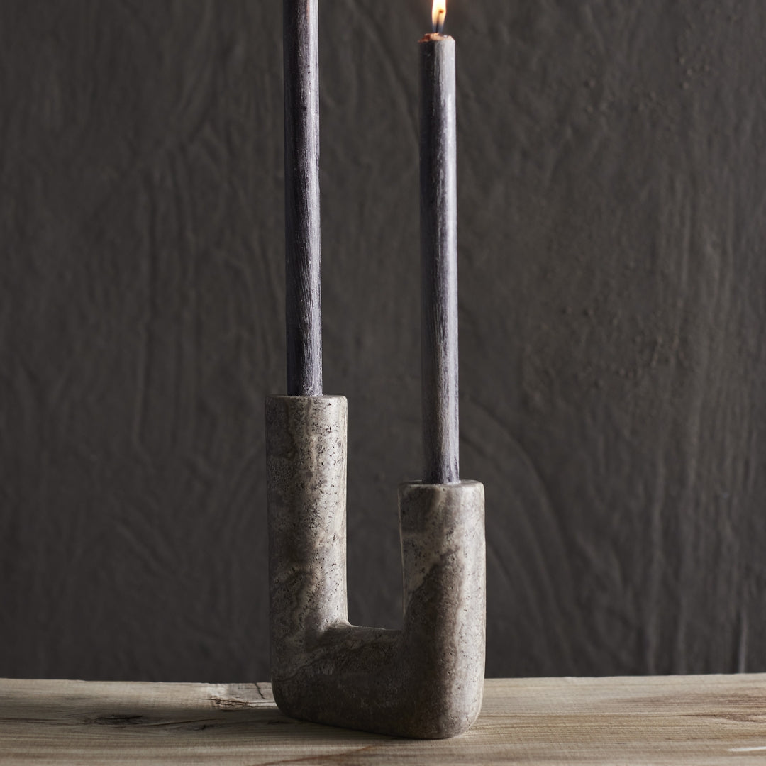 Κηροπήγιο Minerva Rustic Μπεζ Τραβερτίνη W14,5xH20 cm - Travertine - Titanium MUUBS