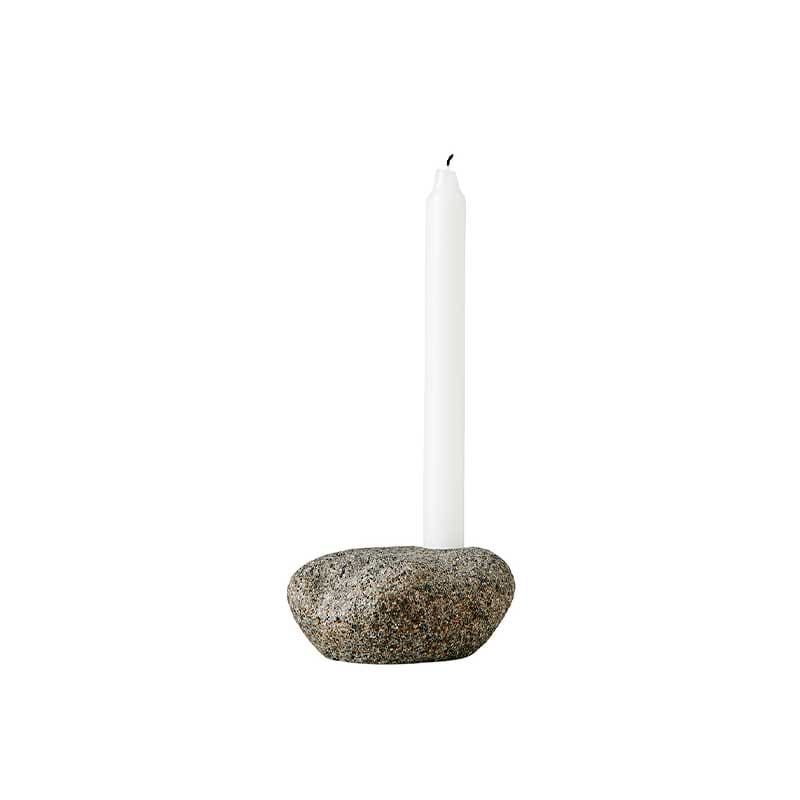 Κηροπήγιo Valley Γκρι/Nature Ø11xH6 Cm Πέτρα Riverstone MUUBS