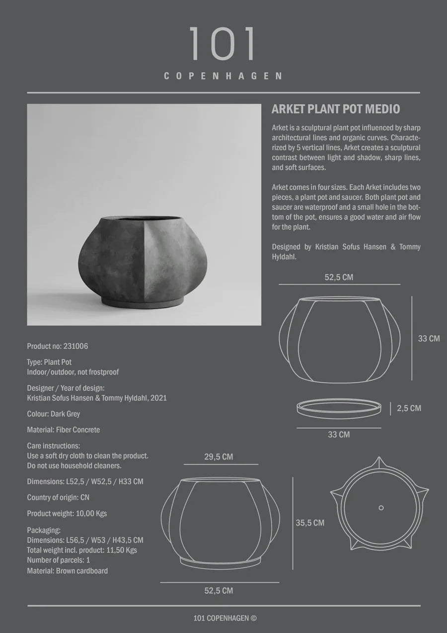 101 COPENHAGEN Κασπώ Arket Medio Κασπώ Σκούρο Γκρι Σκυρόδεμα 52.5x52.5x33cm 101 COPENHAGEN