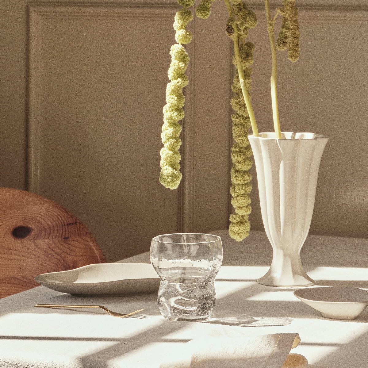 Broste Copenhagen ΒΑΖΟ Βάζο Heli Big Μπεζ Glazed Stoneware Ø17 x H30 cm Broste Copenhagen