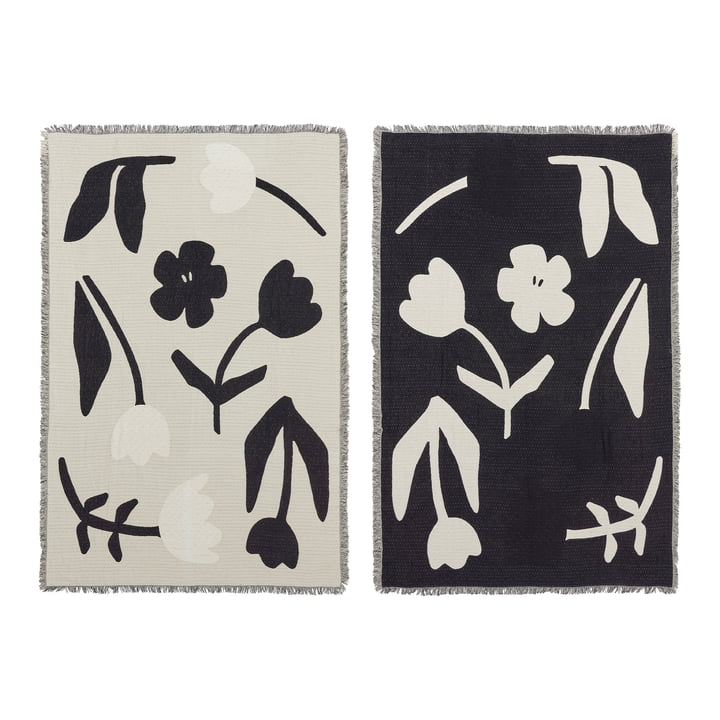 Broste Copenhagen Ριχτάρι Ριχτάρι Rosita 100% Διπλής Όψης Βαμβακερό Μαυρο - Off White W130 x L180 cm Broste Copenhagen