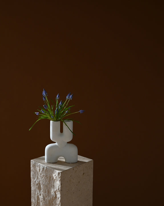 101 COPENHAGEN Βάζο Βάζο, Cobra Double Mini, Λευκό, Κεραμικό, 28x6,5x22 cm, 101 COPENHAGEN