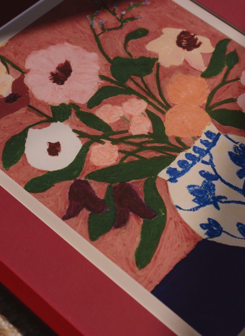 THE POSTER CLUB Poster Πόστερ Flowers On Blue Table - Πολύχρωμο 30 x 40 cm THE POSTER CLUB