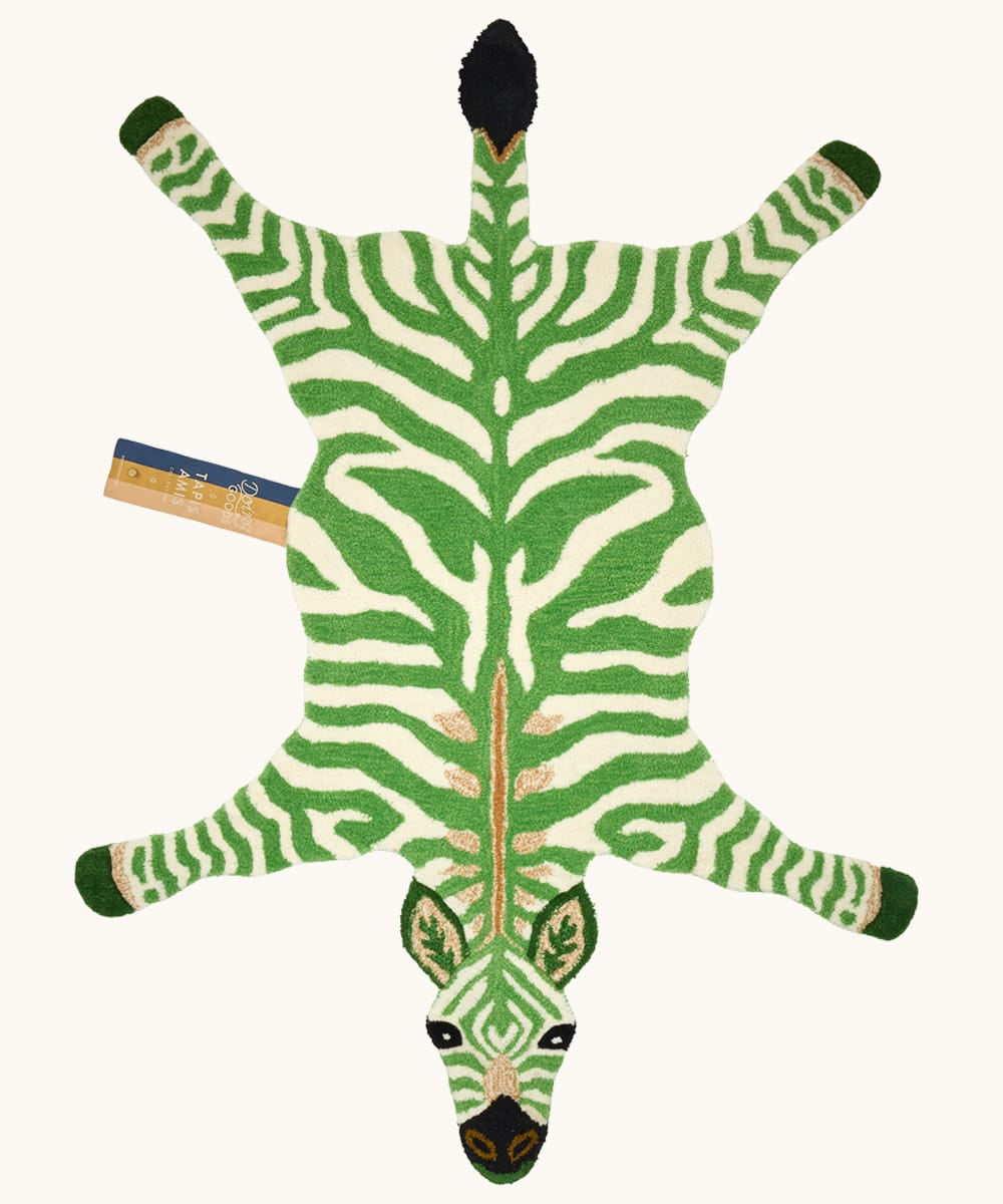 Χαλί Grassy Zebra Large - Μάλλινο Βαμβακερό Πράσινο Άσπρο 153 x 110 x 2 cm Doing Goods