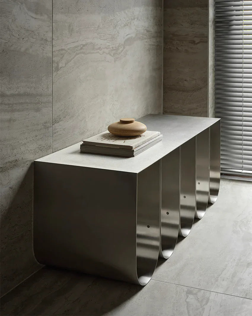 Curved πάγκος Μαύρο Stainless steel Brushed 110x40x42cm KRISTINA DAM