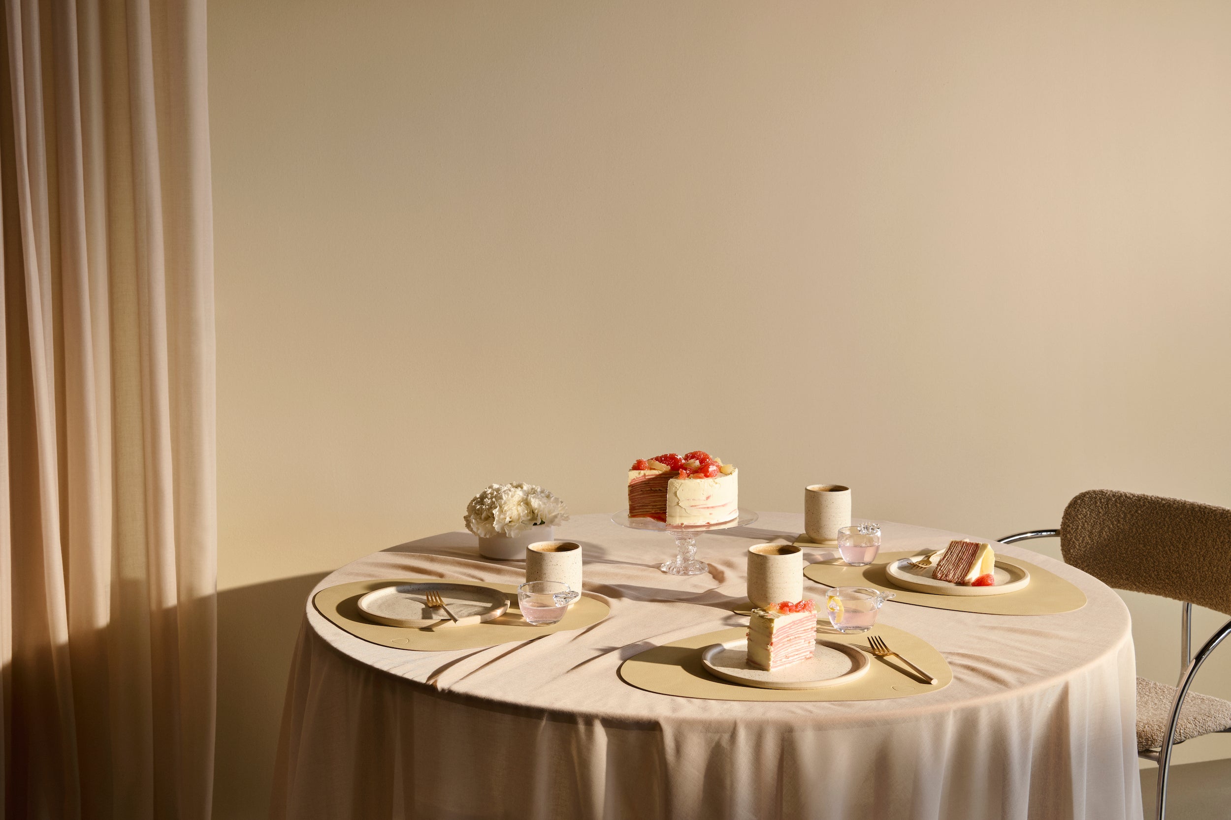 LIND DNA Σουπλά Σουπλά Dinner Mat Curve Nupo / Ανακ.Δέρμα Sorbet Κίτρινο 37x44 cm LIND DNA