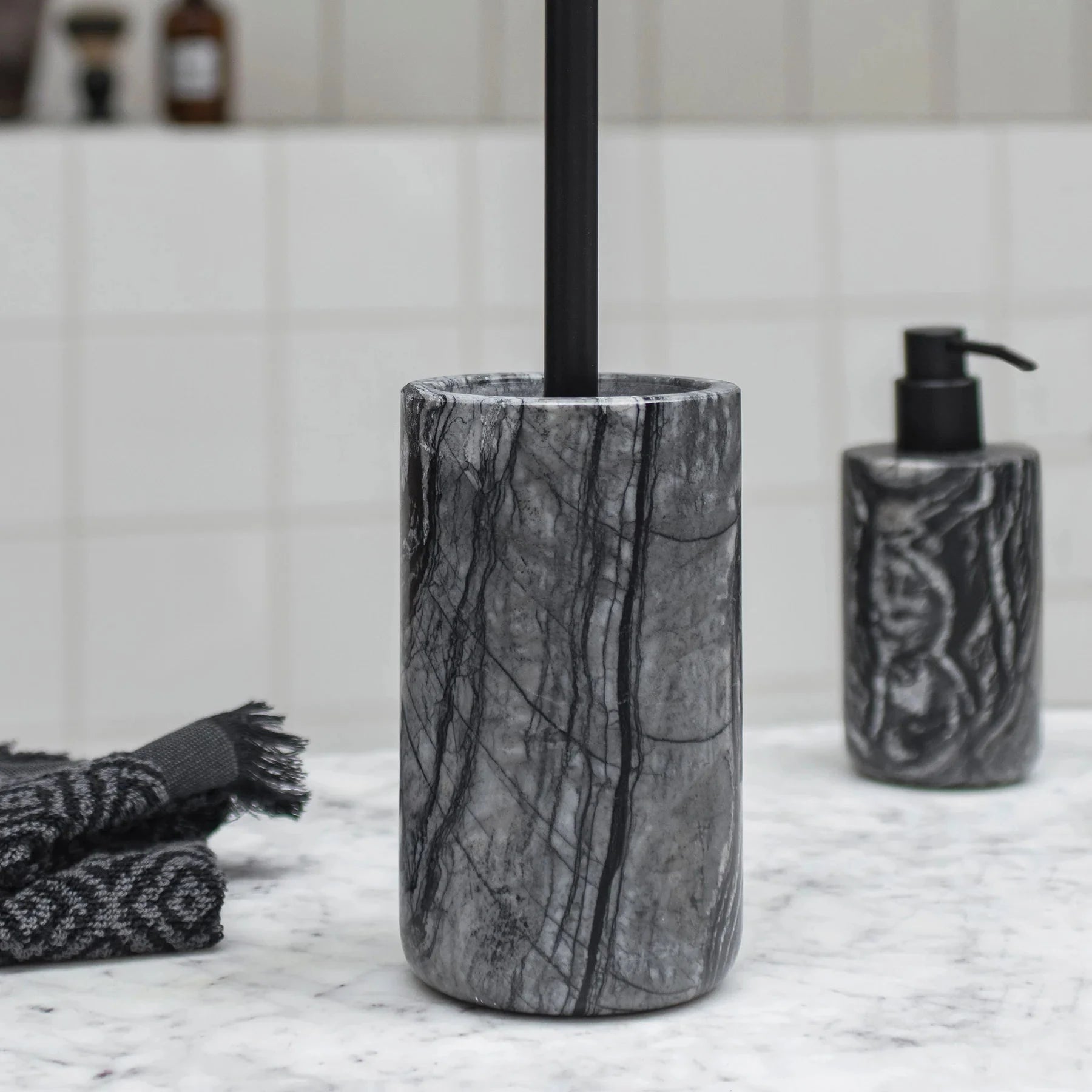METTE DITMER Είδη Μπάνιου Πιγκάλ Μπάνιου Marble - Μάρμαρο Μαύρο Γκρι W10,3 x L10,3 x H36 cm METTE DITMER