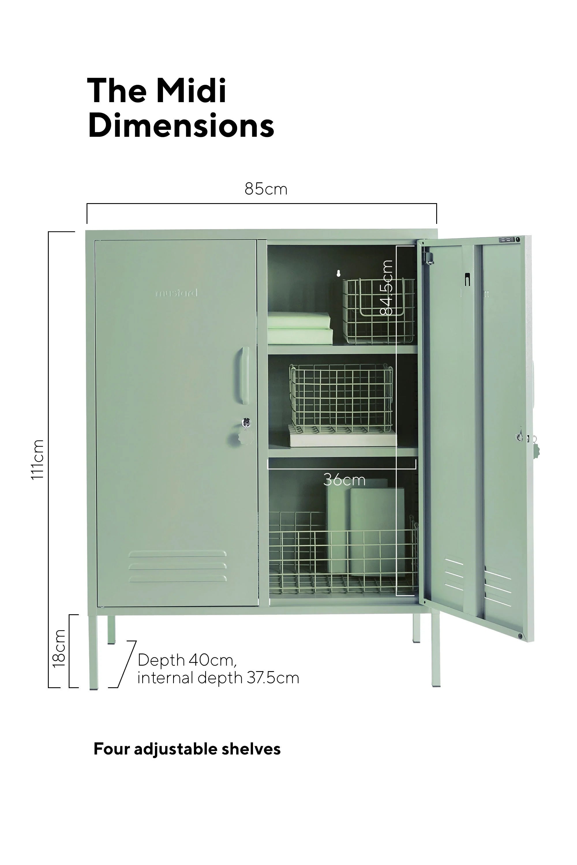 Mustard Ντουλάπι Μεταλλικό ντουλάπι Locker The Midi in Sage Χάλυβα Γαλάζιο H111xW85xD40cm Mustard
