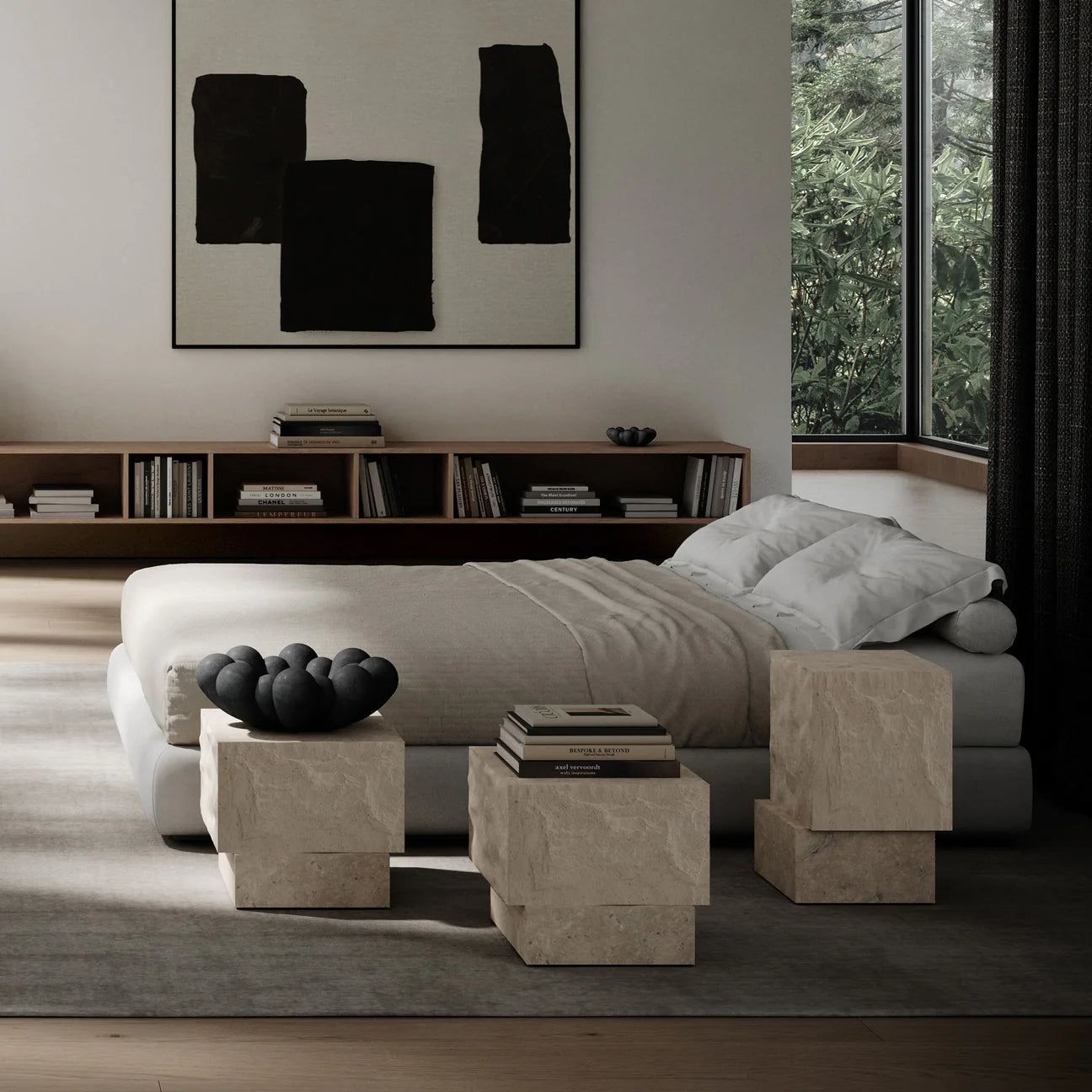 101 COPENHAGEN Τραπέζι Τραπέζι Temple Tall Εκρού Ασβεστόλιθος 33x32x50cm 101 COPENHAGEN