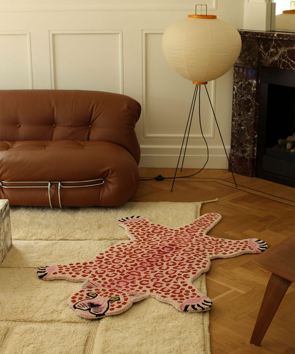 Χαλί Pinky Leopard Large - Μάλλινο Βαμβακερό Ροζ 150 x 88 x 2 cm Doing Goods