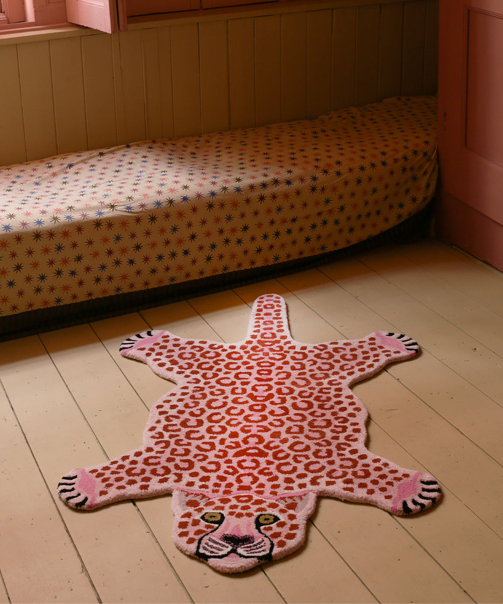 Χαλί Pinky Leopard Large - Μάλλινο Βαμβακερό Ροζ 150 x 88 x 2 cm Doing Goods