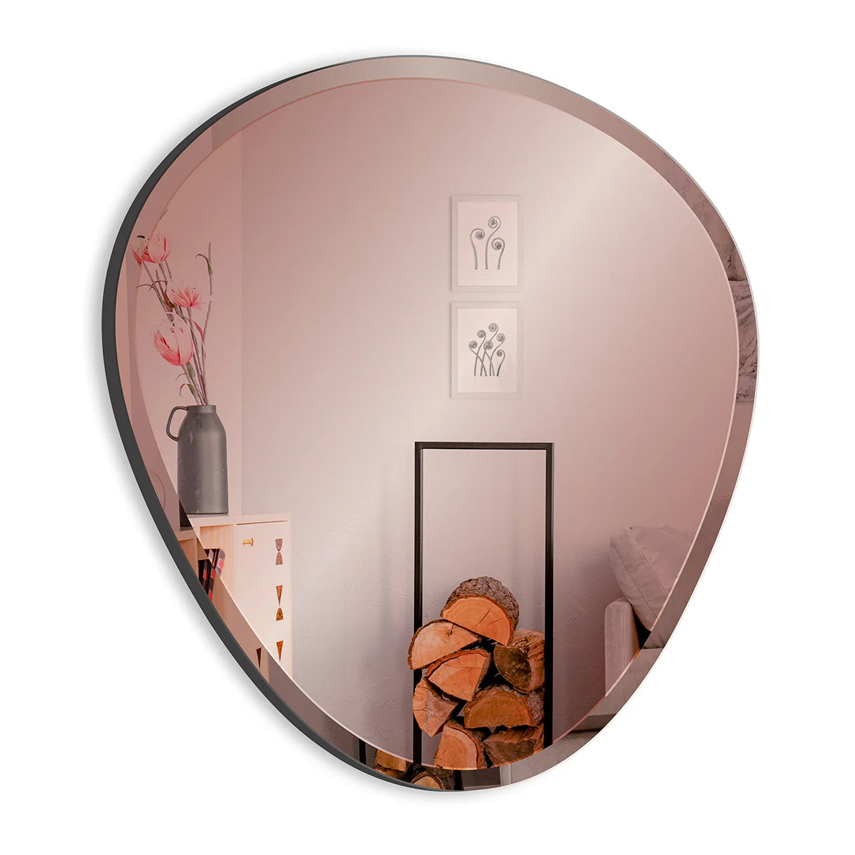 INCADO Καθρέφτης Καθρέφτης Τοίχου Γυαλί Ασύμμετρος Ροζ Χρυσό Η70xB 67,7cm INCADO