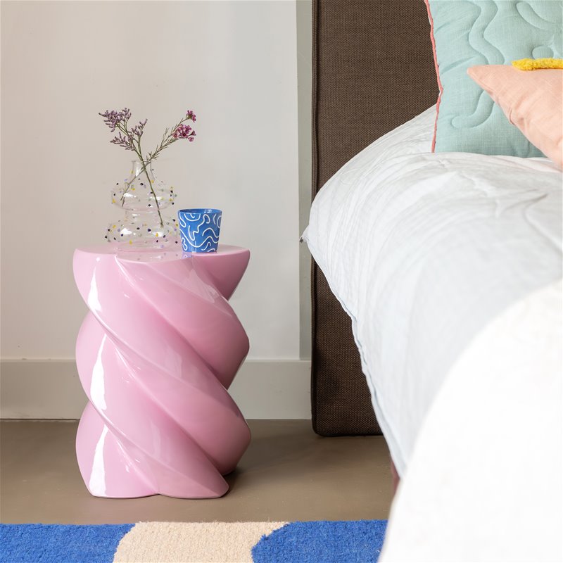 Home - &k Amsterdam Διακοσμητικά Σπιτιού Βοηθητικό τραπέζι Pillar Marshmallow Candy Pink Fiber Glass H39.5 x Ø 29 cm Home - &k Amsterdam