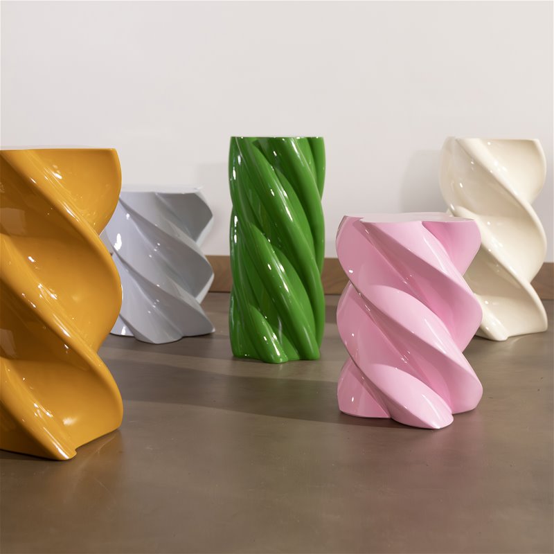 Home - &k Amsterdam Διακοσμητικά Σπιτιού Βοηθητικό τραπέζι Pillar Marshmallow Candy Pink Fiber Glass H39.5 x Ø 29 cm Home - &k Amsterdam