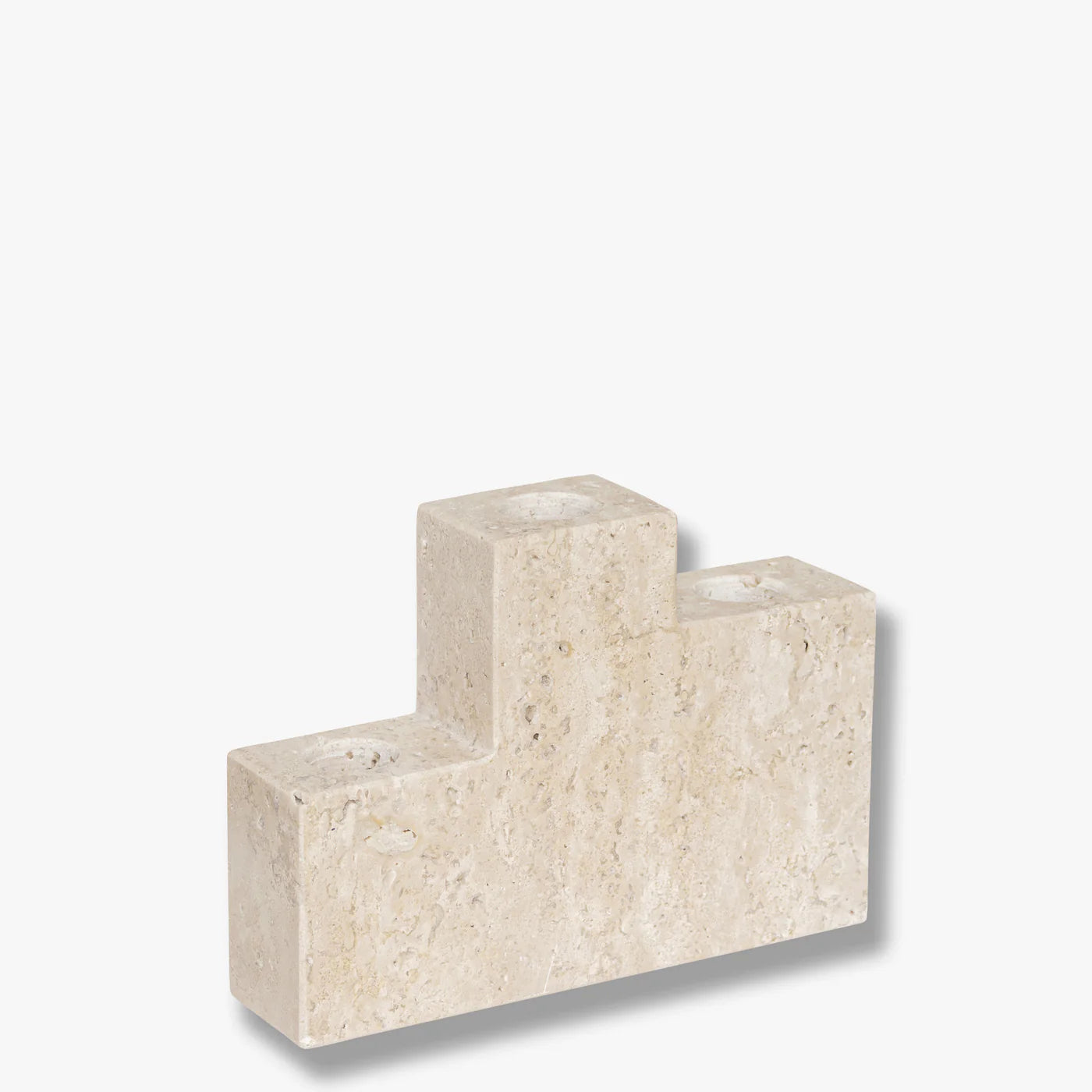 METTE DITMER Κηροπήγιο Κηροπήγιο STEP Trio Μπεζ Τραβερτίνη W4 x L16,5 x H12 cm METTE DITMER