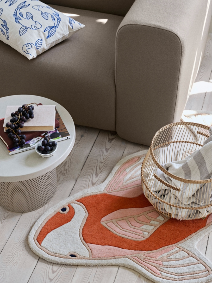 Broste Copenhagen Χαλί Χαλί Koi Βαμβάκι-Μαλλί Πορτοκαλί - Ροζ W97 x L130 cm Broste Copenhagen