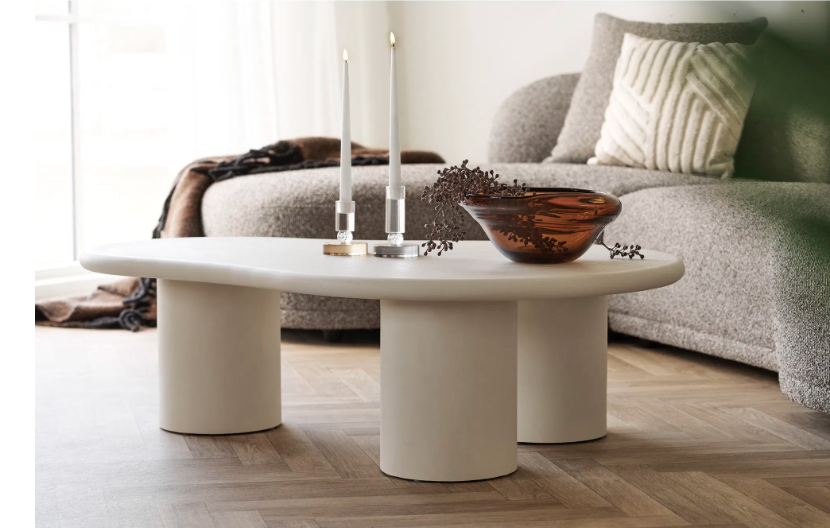 HOUSE NORDIC Coffee Table Palmera Coffee Table Light Γκρι W80xL120xΗ35 cm Ξύλο Με Όψη Τσιμέντου NORDIC HOUSE
