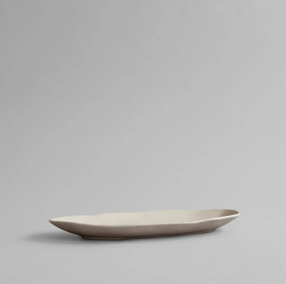 101 COPENHAGEN Διακοσμητικός Δίσκος Πιατέλα Native Oval Tray, Big Κεραμικό Άσπρο Birch H4cm x W26cm x L50 cm 101 COPENHAGEN