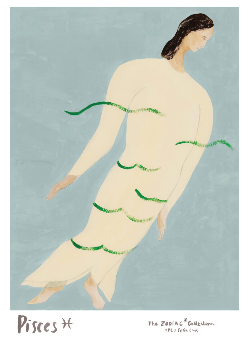 THE POSTER CLUB Poster Πόστερ Pisces - Μπεζ Γαλάζιο Πράσινο 30 x 40 cm THE POSTER CLUB