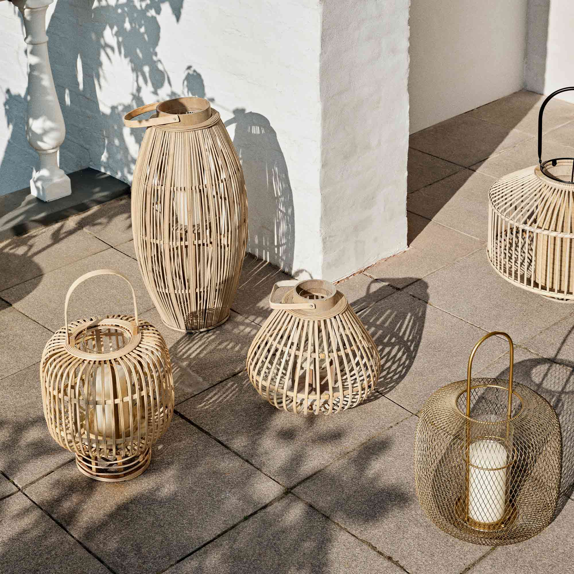 Broste Copenhagen Φανάρι Διακοσμητικό Φανάρι Aleta Lantern Natural, Bamboo/Glass Ø39 x H77,5 cm, 14 x 35 cm Broste Copenhagen