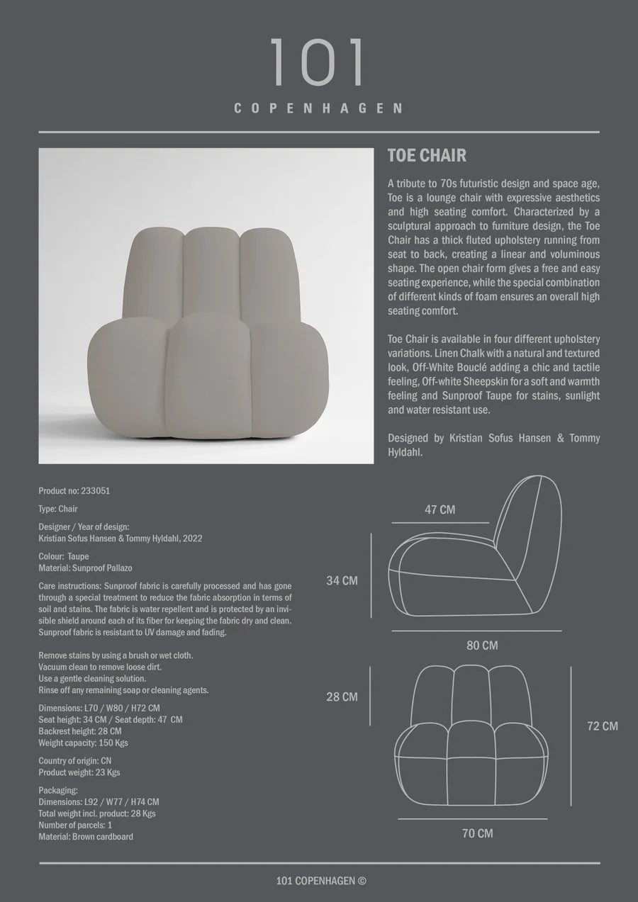 101 COPENHAGEN Πολυθρόνα Πολυθρόνα Toe Chair Suproof Taupe L70xW80xH72 cm 101 COPENHAGEN