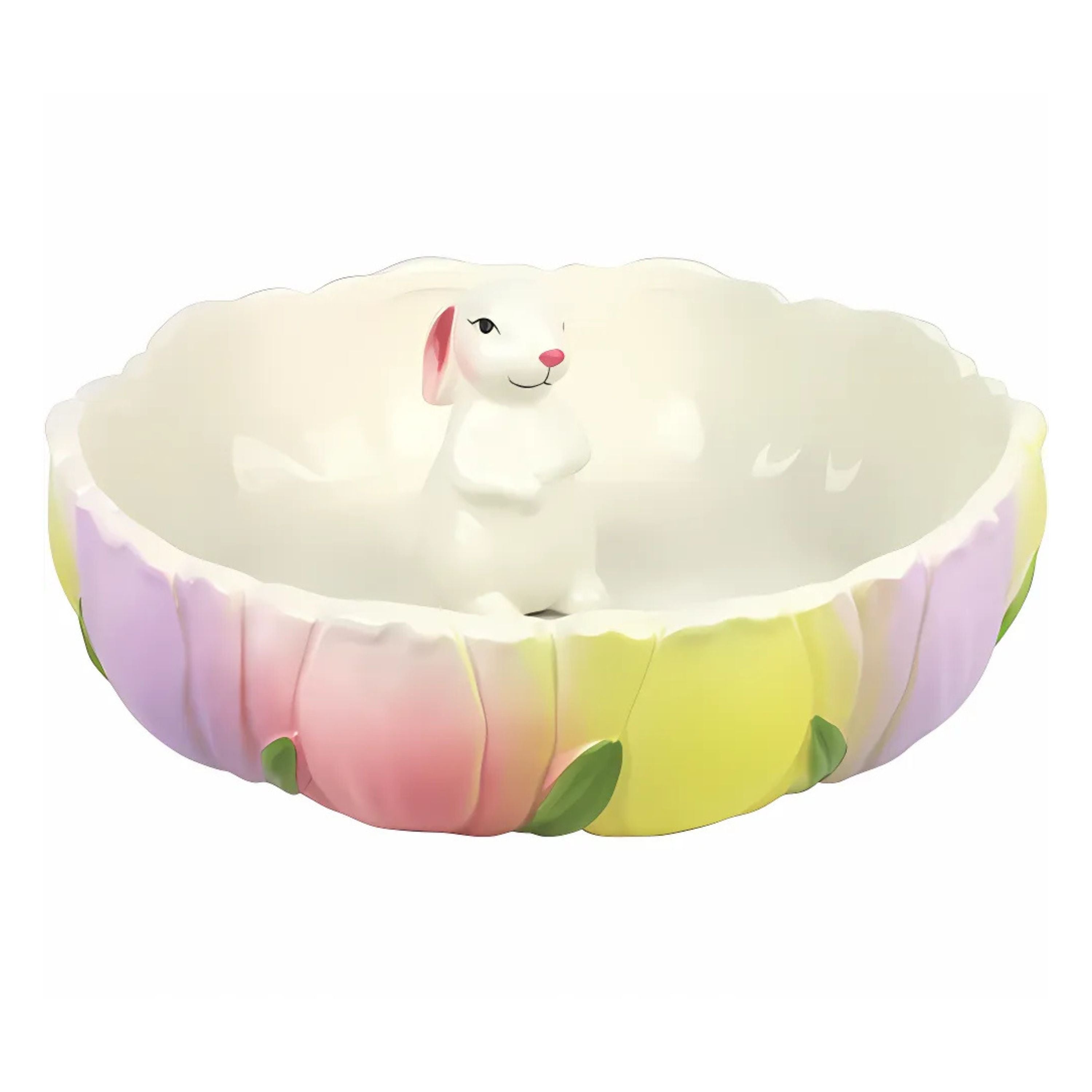 HINTSDECO Πασχαλινή Πιατέλα Πασχαλινό Μπολ FLOWER BUNNY Κεραμικό Παστέλ Χρώματα ø25x12cm Hintsdeco Collection